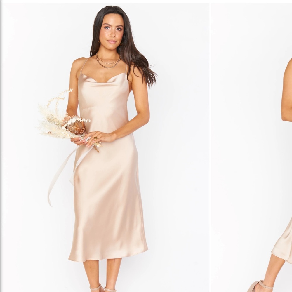 Verona Cowl Dress - Champagne luxe satin *petite*